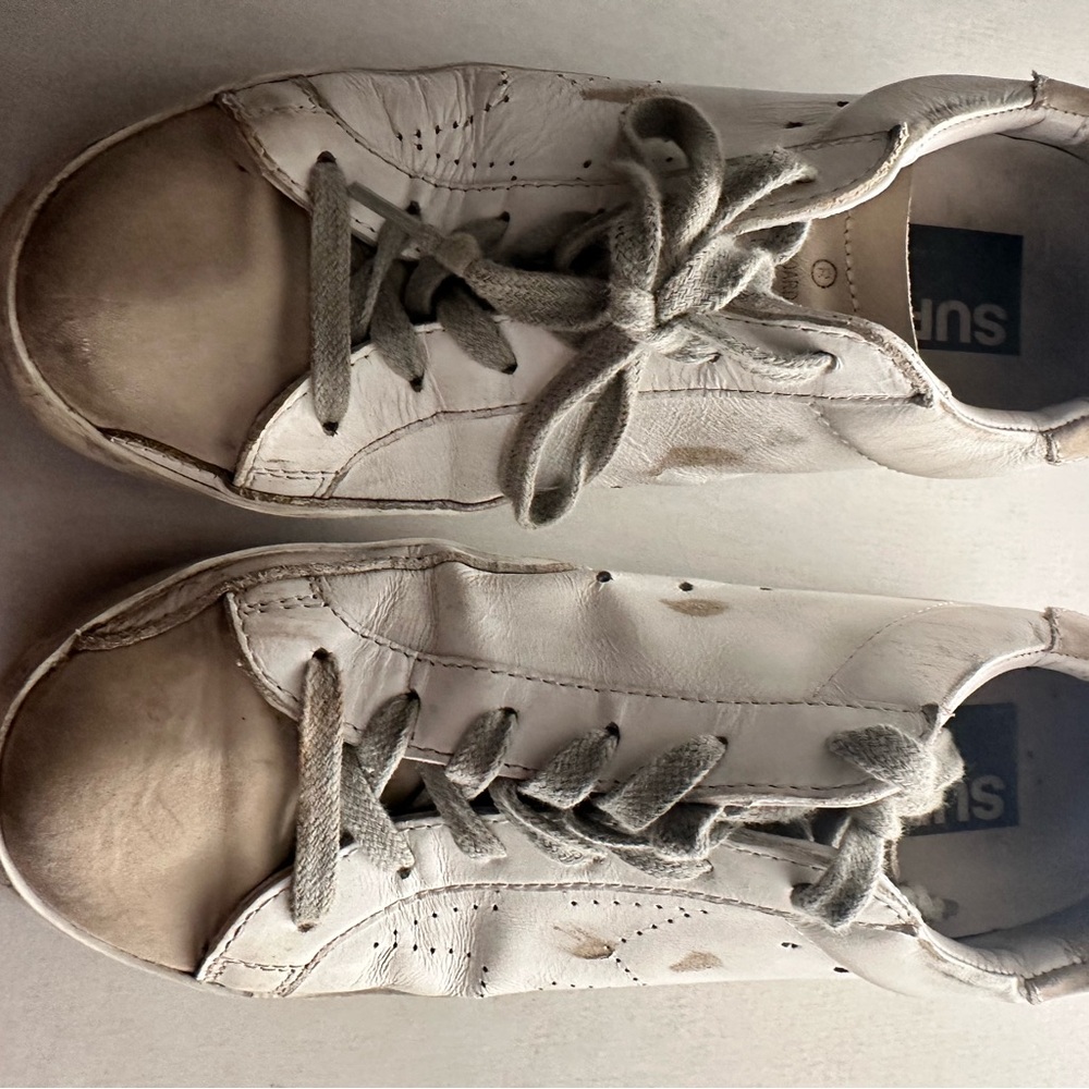 Golden Goose White and Gray Sneakers